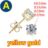 Princess Cut 0.5, 1, 2CT Moissanite Diamonds Rhodium Plated Silver D Color Stud Earrings