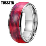 New Arrival 8MM Multicolor Colorful Dyed Elder Wood Inlay Comfort Fit Tungsten Wedding Ring  for Men Women - The Jewellery Supermarket