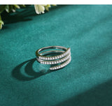 Elegant Multi-layer Sparkling AAAA Lab Created Diamonds 925 Sterling Silver Ring