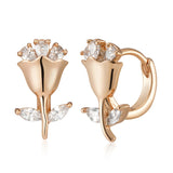 14 Karat Gold Filled Shiny AAA Zircon Diamonds Flower Cute Earrings Vintage Jewellery