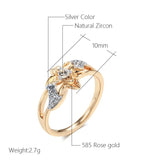 Popular Vintage Design Luxury 14K Filled Rose Gold, Silver Plated Flower AAA Zircon Crystals  Jewelry Rings