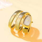 Luxury Ladies Snake Shape Quartz Women's Fashion Watches Creative Quartz Unique Bracelet Elegant Jewellery