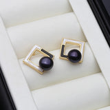 Trendy Natural white, pink, purple, grey, black Pearls Silver Stud Earrings