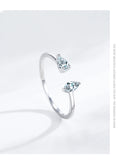 Fashion 925 Silver Sparkling Geometric AAAA Lab Created Diamond Opening Rings
