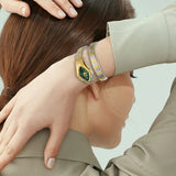 New Luxury Top Fashion Brand Snake Design Gold Colour Stainless Steel Bracelet Quartz Ladies Wristwatches