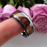 Vintage Koa And Dark Red Wood Inlay Dome 8MM Men Women Tungsten Carbide Rings