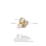 18K Gold Plated New Multi-Color Crystal Square Round Adjustable Ring Popular Jewellery
