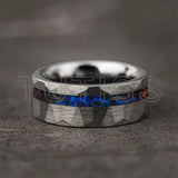 Meteorite Nebula Inlay Hammered 6/8mm Gold/Silver Color Tungsten Ring for Men Women