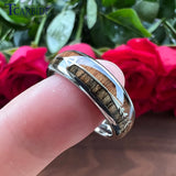 Double Wood And Steel Arrow Inlay 6/8MM Mens Womens Tungsten Carbide Rings