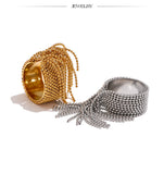 18K Gold Plated Stainless Steel Chain Tassel Adjustable High Quality Charm Stylish Ring
