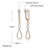 Charming 14K Filled Rose Gold AAA Zircon Diamonds Long Dangle Earrings Fine Jewellery