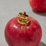 18K Gold ColorStainless Steel  Plated Finger Jewelry Zirconia Setting Creative Stacking Ring