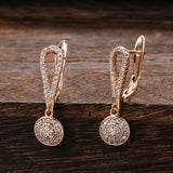14K Gold Filled AAA Zircon Diamonds Hearts & Arrows Stone  Metal Flower Drop Earrings