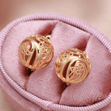 14K Gold Filled Vintage Spherical Hollow Fashion Texture Geometric Elegant Earrings