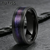 Flowing Sand/Green Grass Agate Inlay High Polished Dome 8mm Tungsten Carbide Rings