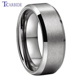 Beveled Satin Finish 6mm 8mm Classic Tungsten Carbide Wedding Rings for Men Women