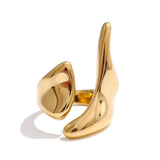 New Design 18K Gold Plated Stainless Steel Metal Geometric Adjustable Creative Ring