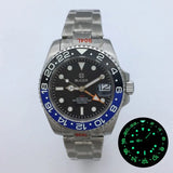 NH34 GMT Luminous Bezel Sapphire Glass Stainless Steel Bracelet Mechanical Watch