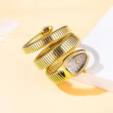 Luxury Ladies Snake Shape Quartz Women's Fashion Watches Creative Quartz Unique Bracelet Elegant Jewellery