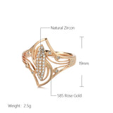 Unique Splendid 14K Rolled Rose Gold Curve Micro Wax Inlay AAA Zircon Diamonds Ring - Fine Fashion Jewellery