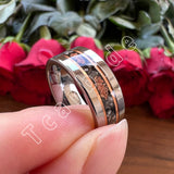 Pipe Cut Polished Finish Groove Inlay Silver Colour Men Women Tungsten Wedding Rings