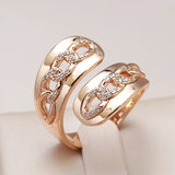 Super Trendy Fashion Geometry Filled 14K Rose Gold AAA Zircon Dimonds Ring for Women - Fine Bride Jewellery