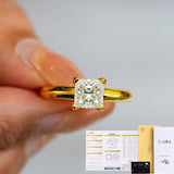 Terrific 1Carat Princess Cut Moissanite Solitaire Diamond Rings Silver 18K Gold Plated Wedding Engagement Jewellery