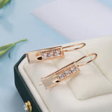 14K Rolled Gold Piercing Glossy AAA Zircon Diamonds Hang String Earrings Unusual Jewellery