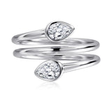 Luxury Pear Cut 4*6mm VVS1 D Colour Moissanite Diamonds Silver Wedding Rings