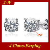 Fabulous 0.5ct-3ct Classic Moissanite Diamonds Silver Unisex Stud Earrings