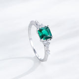 Elegant Green Emerald Cut AAAA Lab Created Diamond S925 Sterling Silver Ring