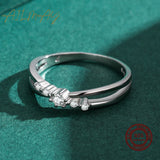 Crossover Design AAAA Lab Created Diamond Silver Staggered Line Stackable Ring
