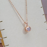 Sparkling Rolled 14K Rose Gold AAA Zircon Damond Round Pendant Necklace For Women - Trendy New Jewellery