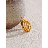 18K Gold Plated New Stainless Steel AAA Cubic Zirconia Layered Round Stackable Ring