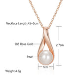 Trendy Glossy Filled Rose Gold of 14-Karat Purity Pearl Drop Necklace For Women -  Luxury Party Jewellery