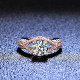 Fashionable Trendy Design Two-Tone 925 Sterling Silver 2 Carat VVS1 Moissanite Diamonds Wedding Engagement Rings