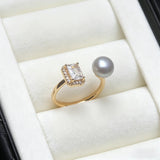 Elegant Real 925 Silver Freshwater Pearl Ring with AAA Zircon Diamonds