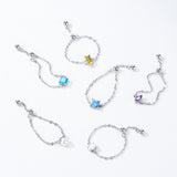 Fashion Silver 12 Month Birthday AAAA Lab Created Diamond Adjustable Chain Rings