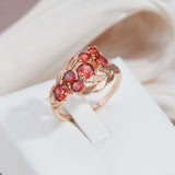 14 Karat Gold Filled Red Shiny AAA Zircon Crystal Elegant Vintage Rings For Women