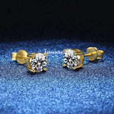 VVS1 Sterling Silver White Pink Yellow Red Orange Moissanite Diamonds Stud Earrings