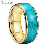 Turquoise Domed Polished Finish 4/6/8MM Tungsten Engagement Wedding Rings
