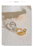 18k Gold Plated Stylish Unique Stainless Steel Pearls Geometric Open Chic Ring