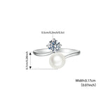 Luxury Round VVS1 D Colour 0.5CT Moissanite Freshwater Pearl Open Silver Ring