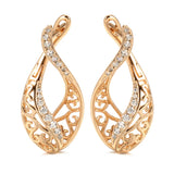 14K Gold Filled Fashion Trendy AAA Zircon Diamonds Hollow Drop Vintage Earrings