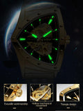 New Designer Luxury Triangle Skeleton Automatic Movement Business Gold Stainless Steel Mechanical Fashion Watches