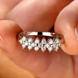 2MM Round VVS1 D Colour Moissanite Diamond Silver 925 Flower Half Eternity Rings