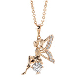 Amazing Angel Wings 14K Filled Rose Gold AAA Zircon Diamonds Pendant Necklace - Vintage Style Jewellery