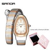 New Light Luxury Serpentine Quartz Rhinestone Embellished Bracelet Watch