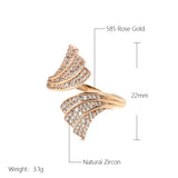 New Design 14K Rolled Rose Gold Micro Wax Inlay AAA Zircon Diamonds Open Ring - Modern Fashion Jewellery