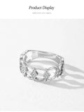 New Design Silver AAAA Lab Created Diamonds Vintage Geometric Hollow Wide Rings